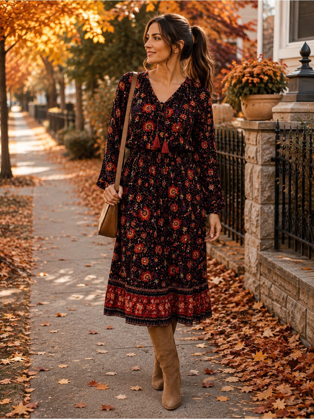 Old Navy Floral Long Sleeve Midi Dress Size M